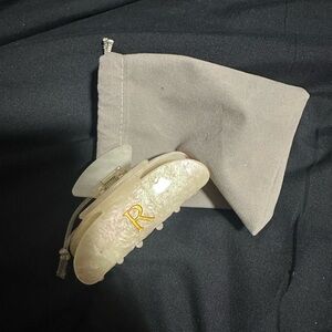 Clear Hair Clip with Gold Letter R
